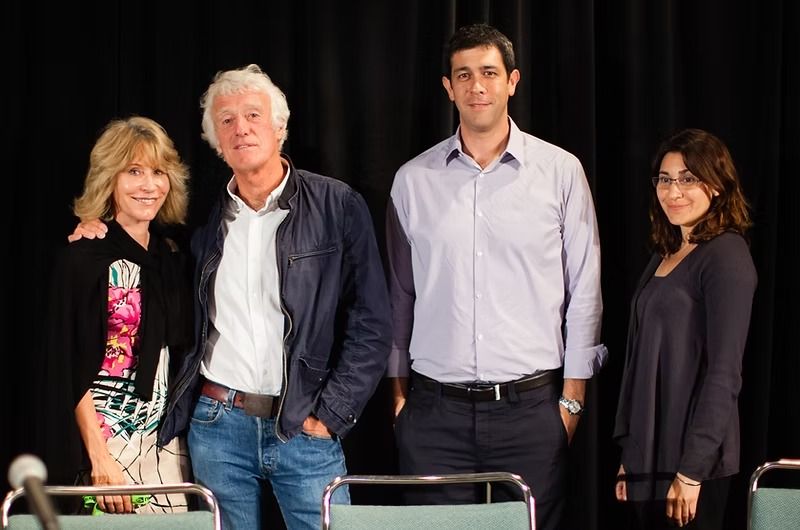 James Ellis Deakins, Roger Deakins, Darin Grant and Carolyn Giardina after the SIGGRAPH 2012 Q&A